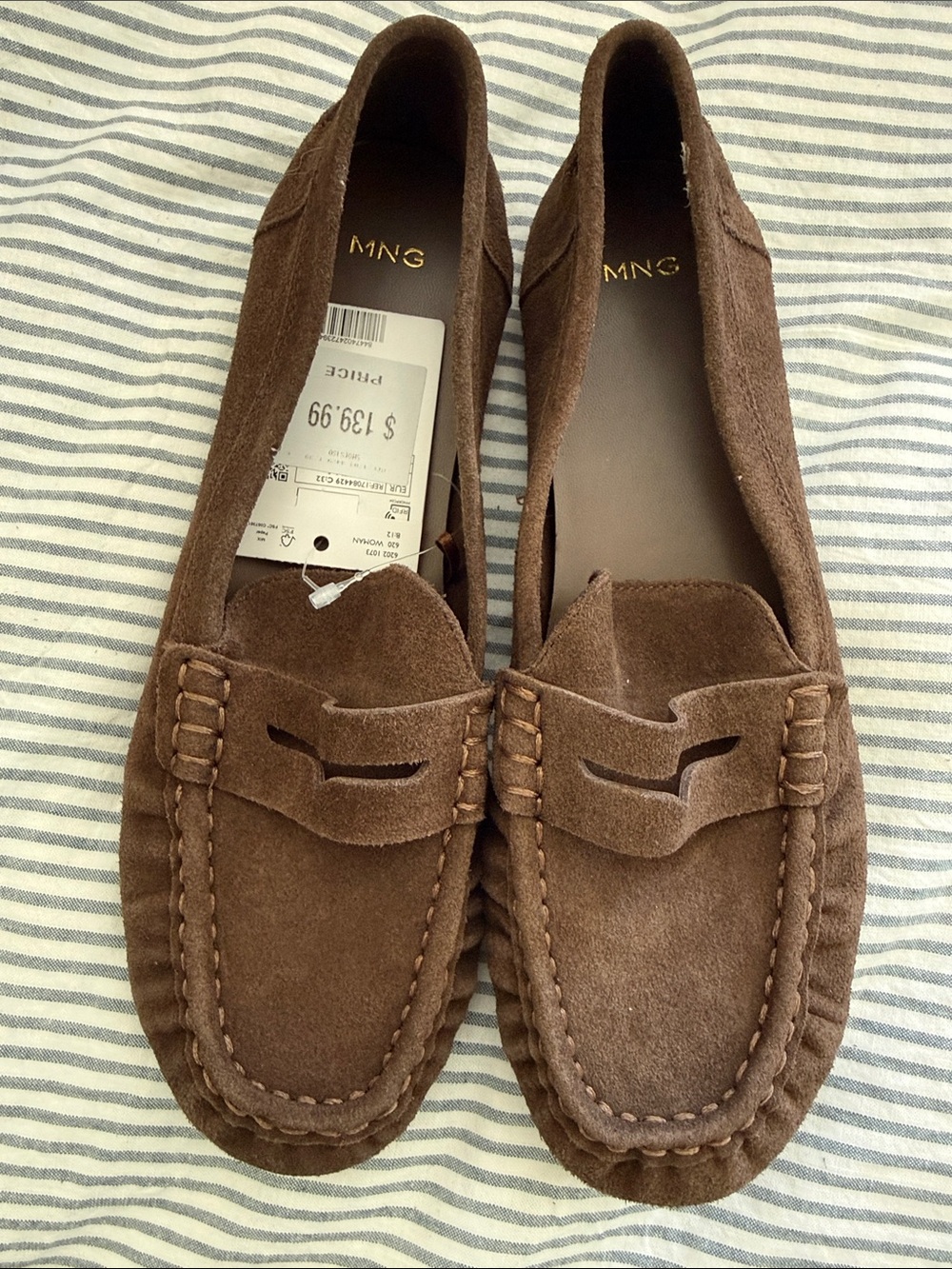 Mango Brown Suede Penny Loafers